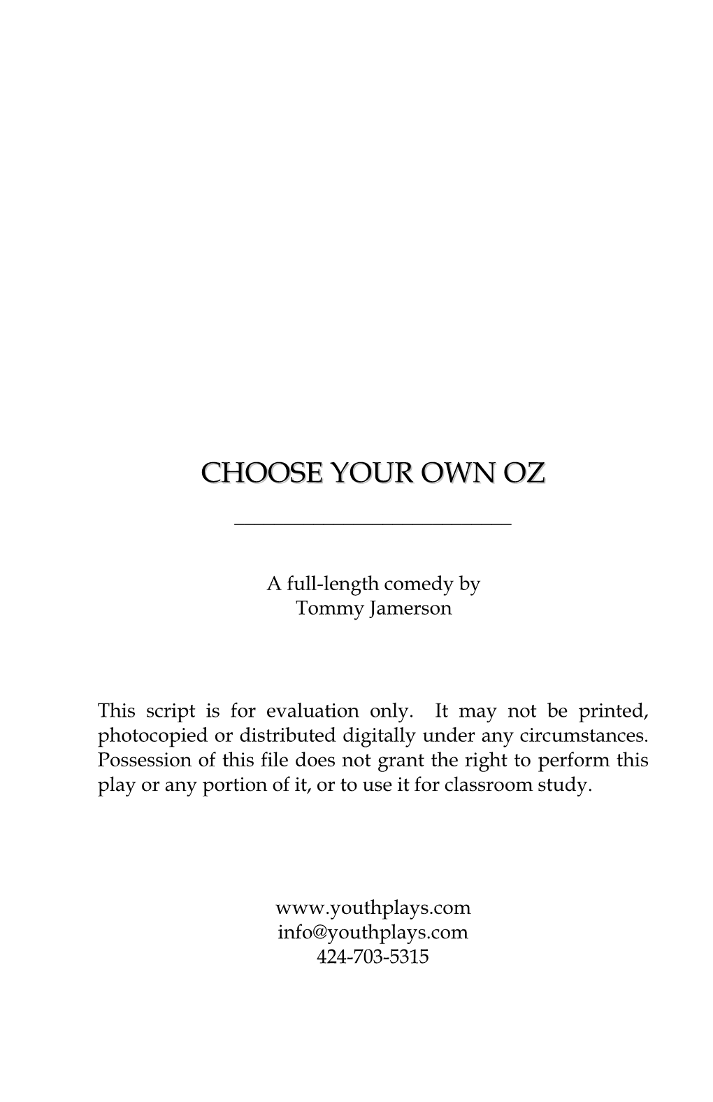 Choose Your Own Oz