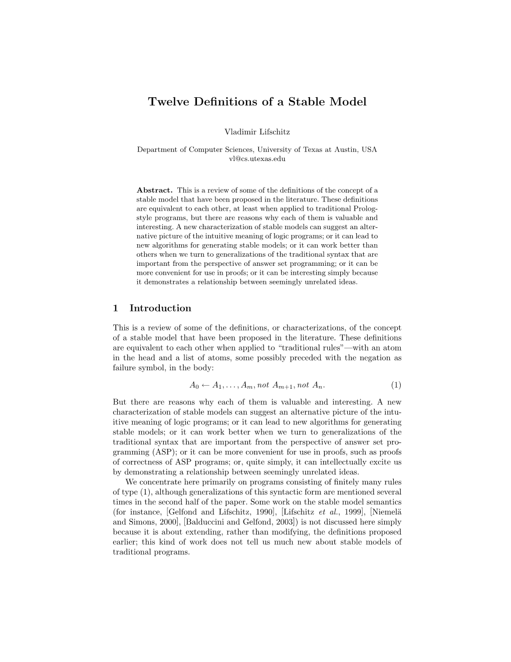 Twelve Definitions of a Stable Model