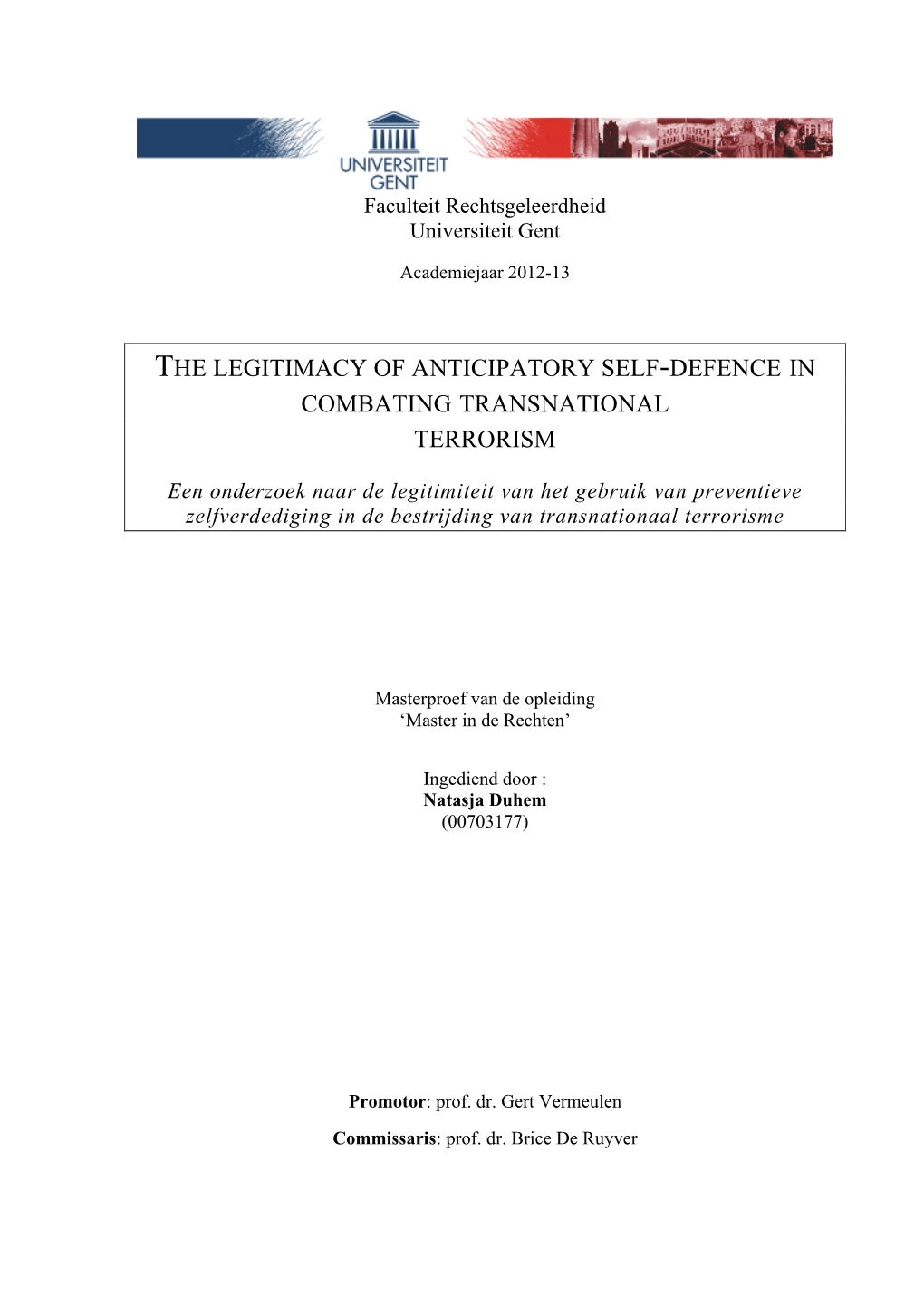 The Legitimacy of Anticipatory Self-Defence in Combating Transnational Terrorism