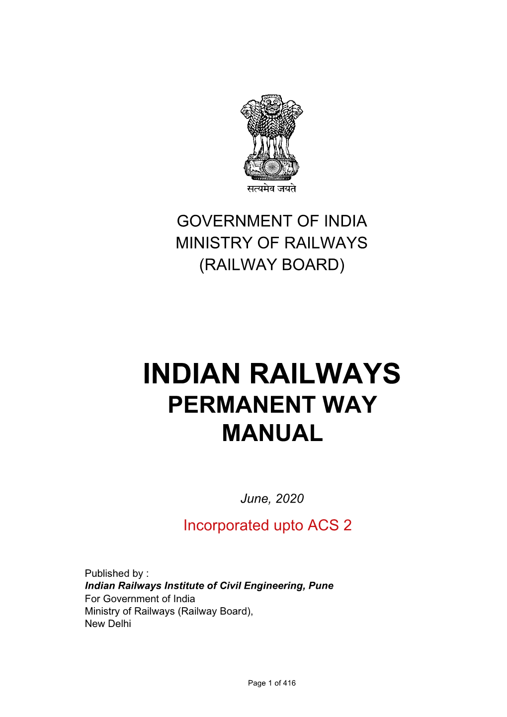 Indian Railways Permanent Way Manual