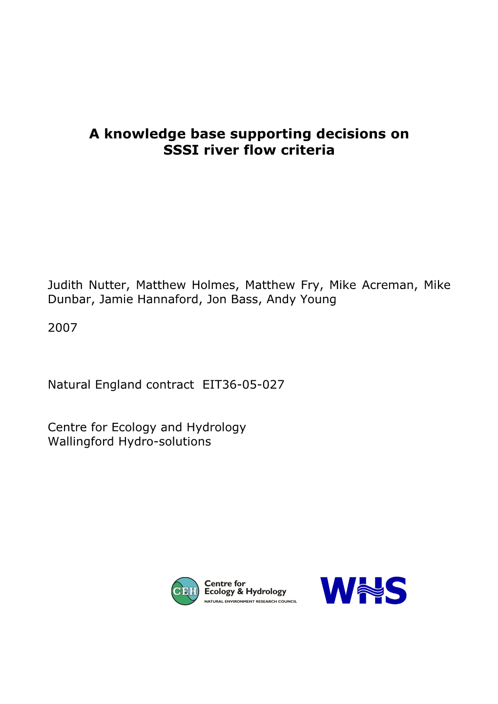 A Knowledge Base Supporting Decisions on SSSI River Flow Criteria