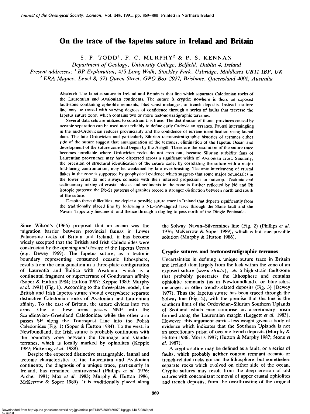 Iapetus Suture in Ireland and Britain