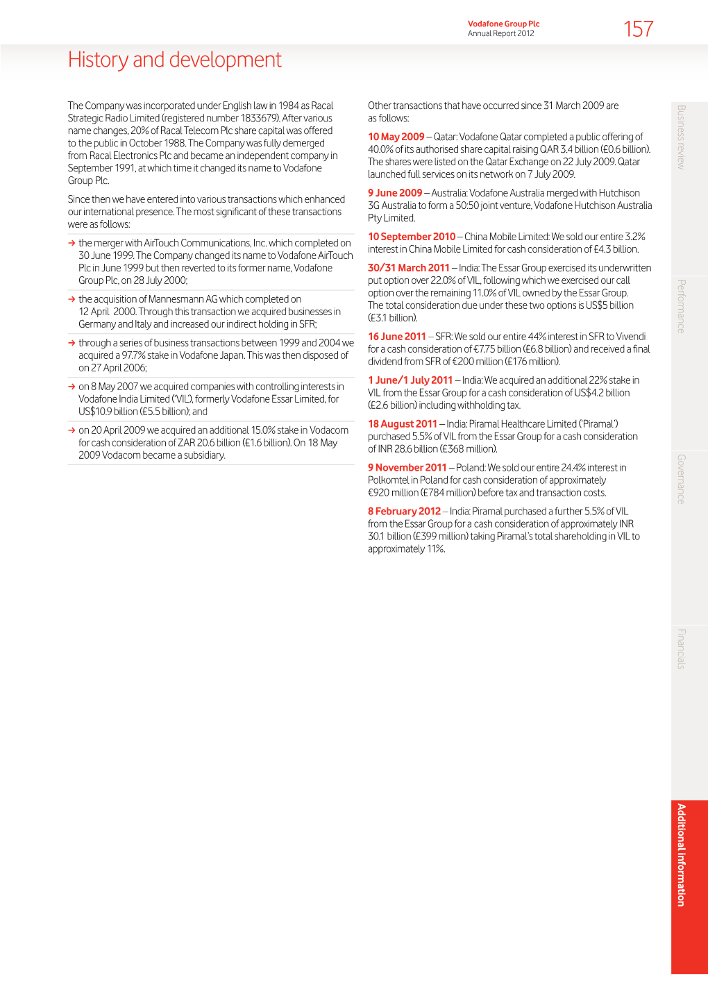Vodafone Annual Report 2012