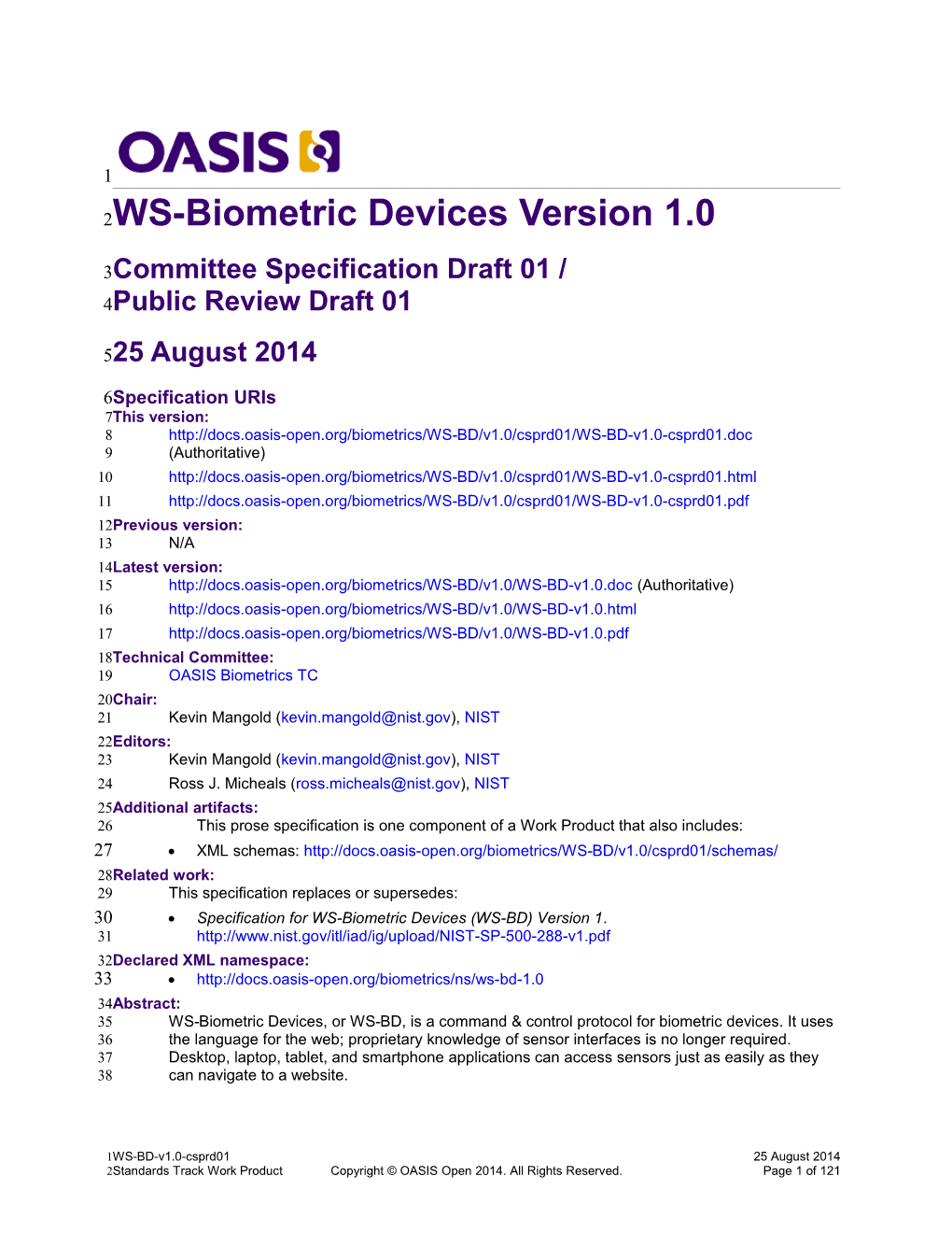 WS-Biometric Devices Version 1.0