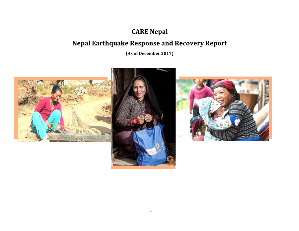 CARE Nepal Nepal Earthquake Response and Recovery Report