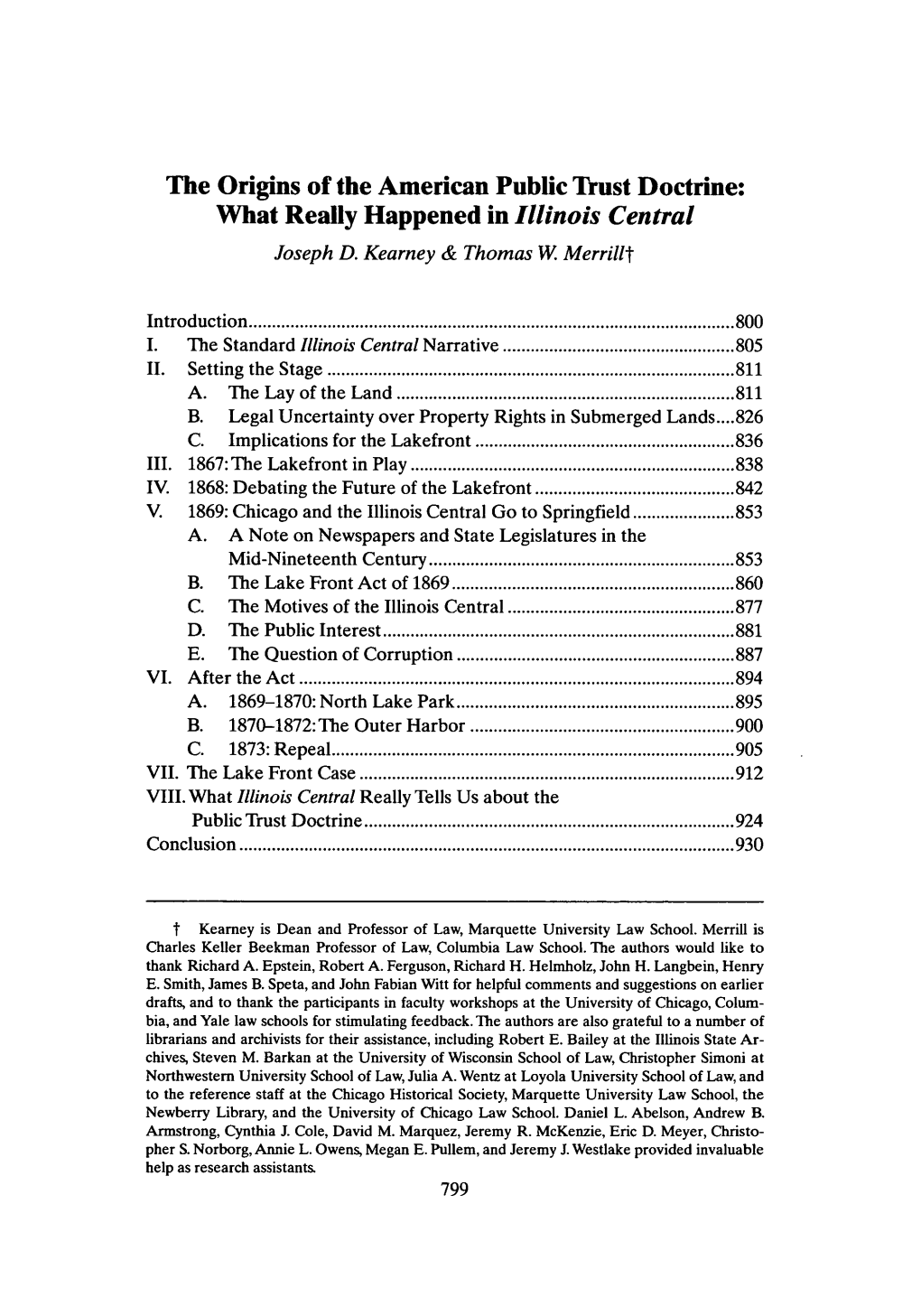 The Origins of the American Public Trust Doctrine: What Really Happened in Illinois Central Joseph D