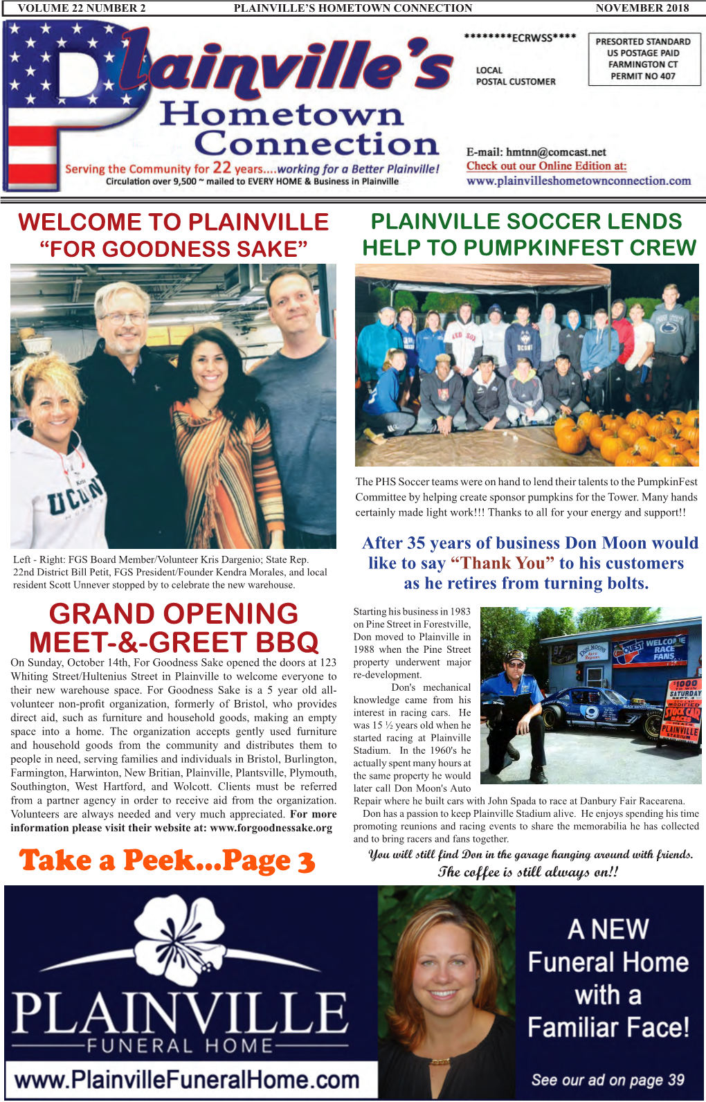 Plainville’S Hometown Connection November 2018