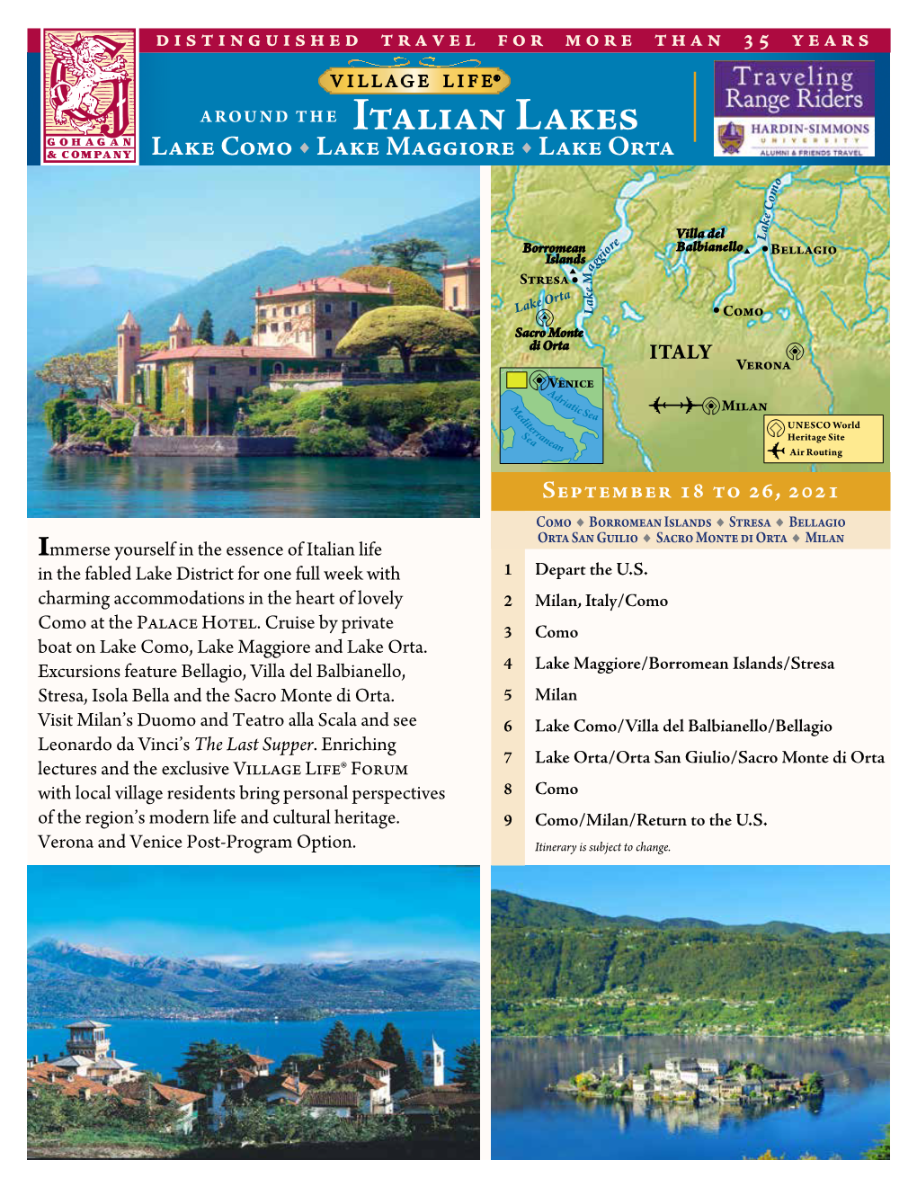 Italian Lakes Lake Como U Lake Maggiore U Lake Orta