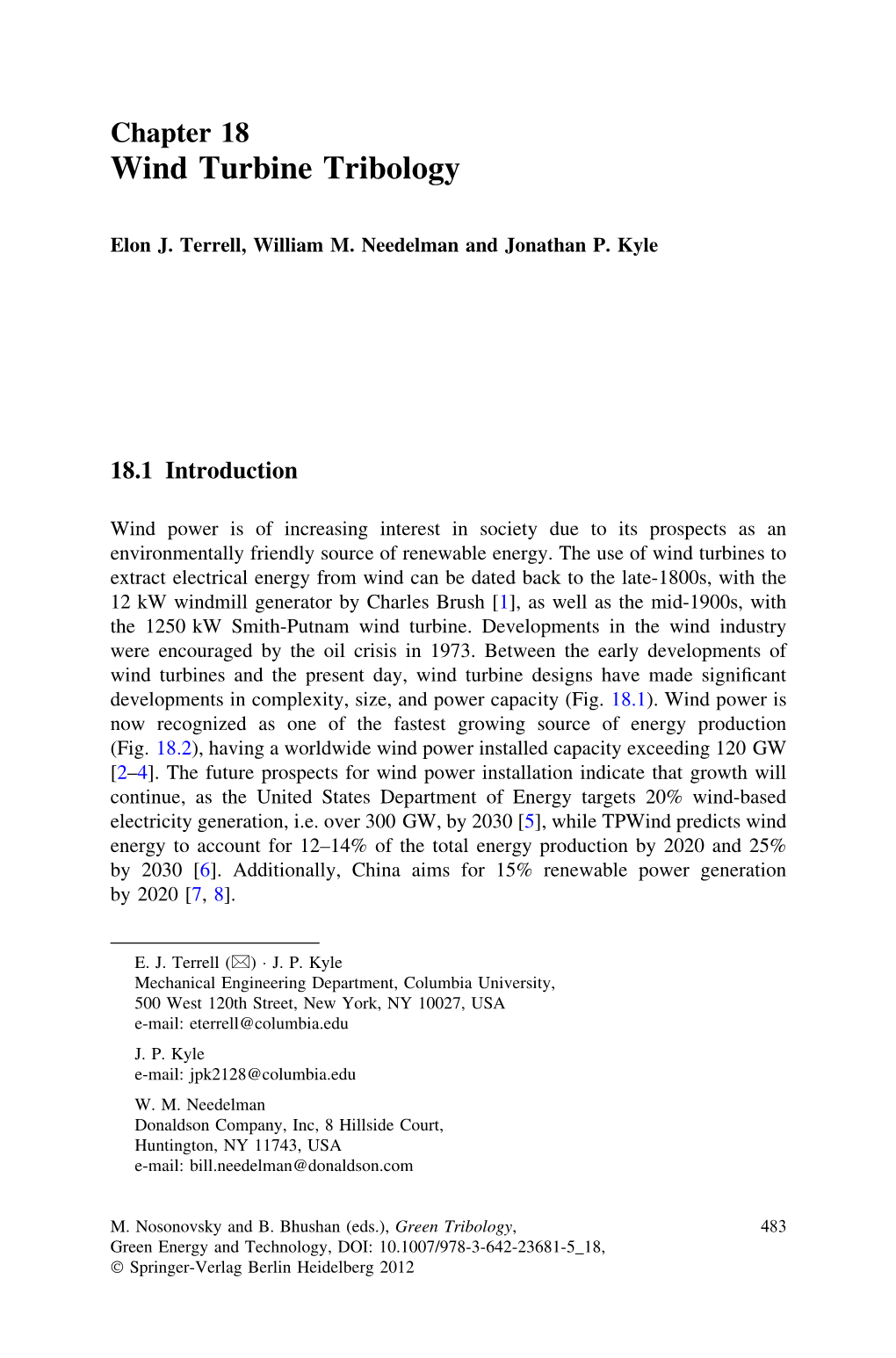 Chapter 18 Wind Turbine Tribology