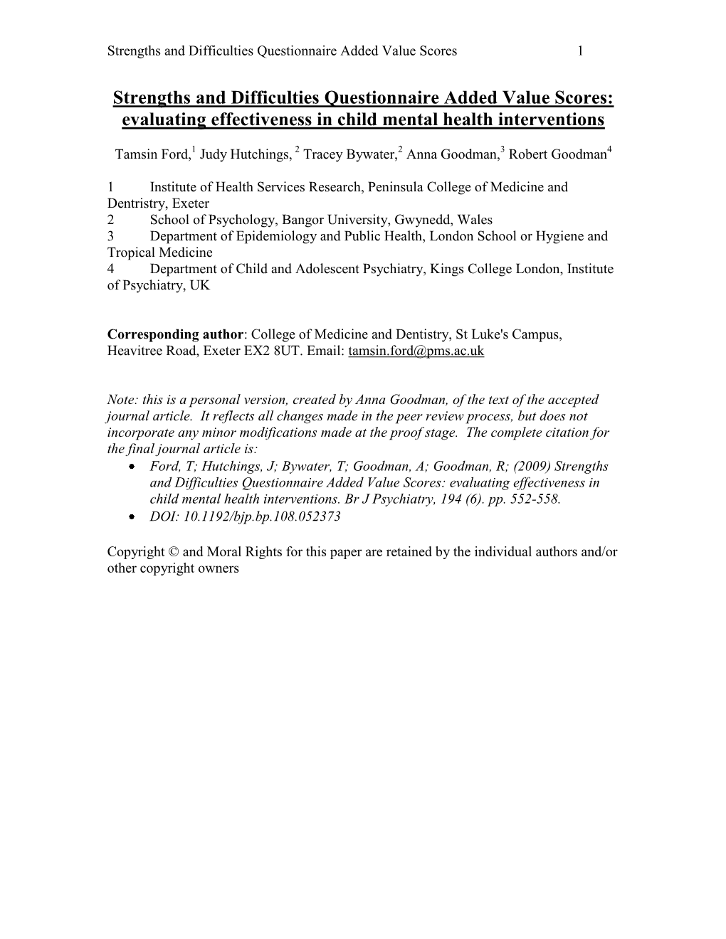 Child, Family, School and Community Risk Factors for Poor Mental Health In