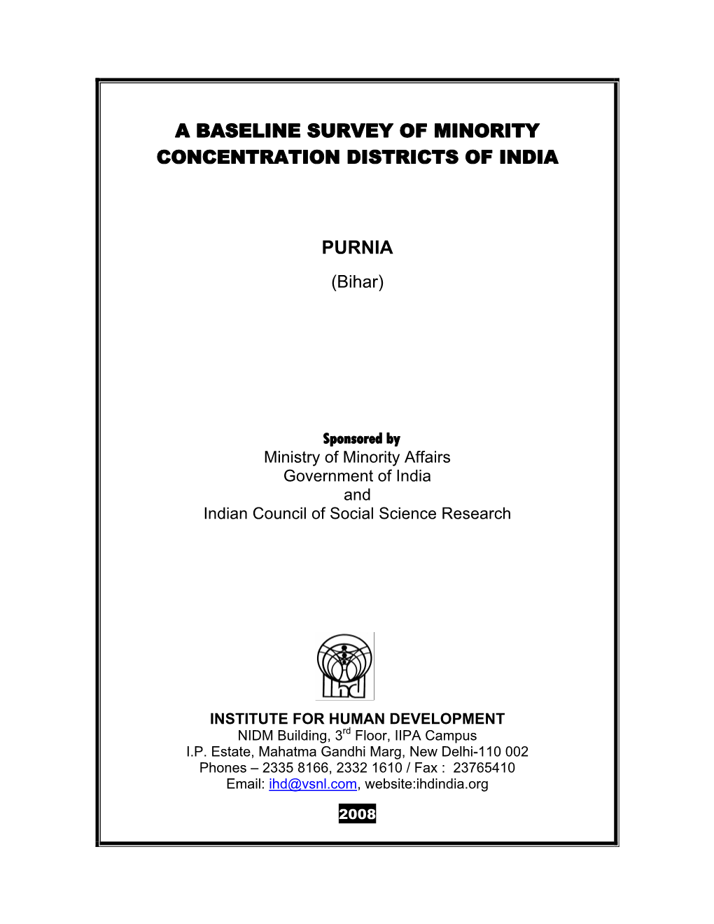 A Baseline Survey of Minority Concentration Districts of India