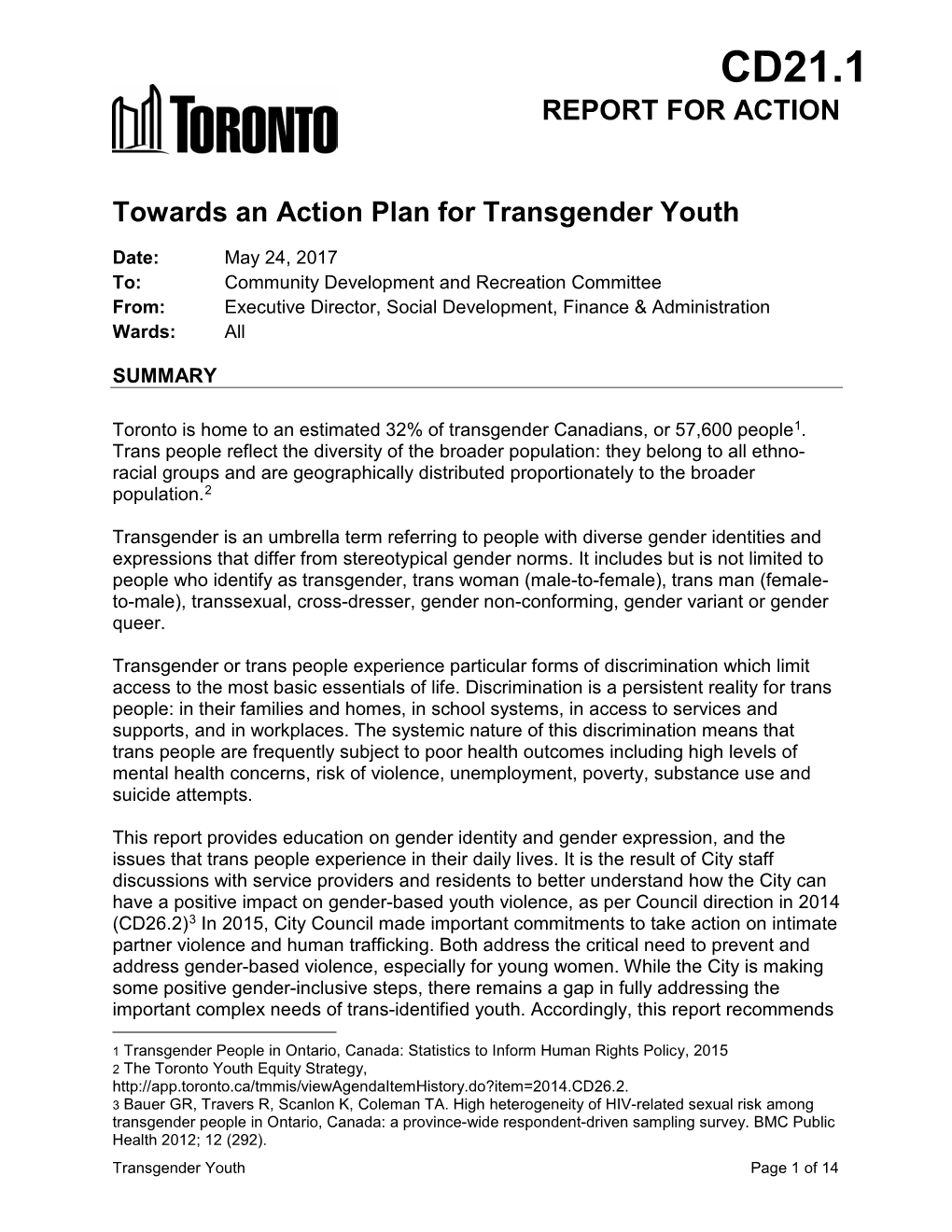 Towards an Action Plan for Transgender Youth