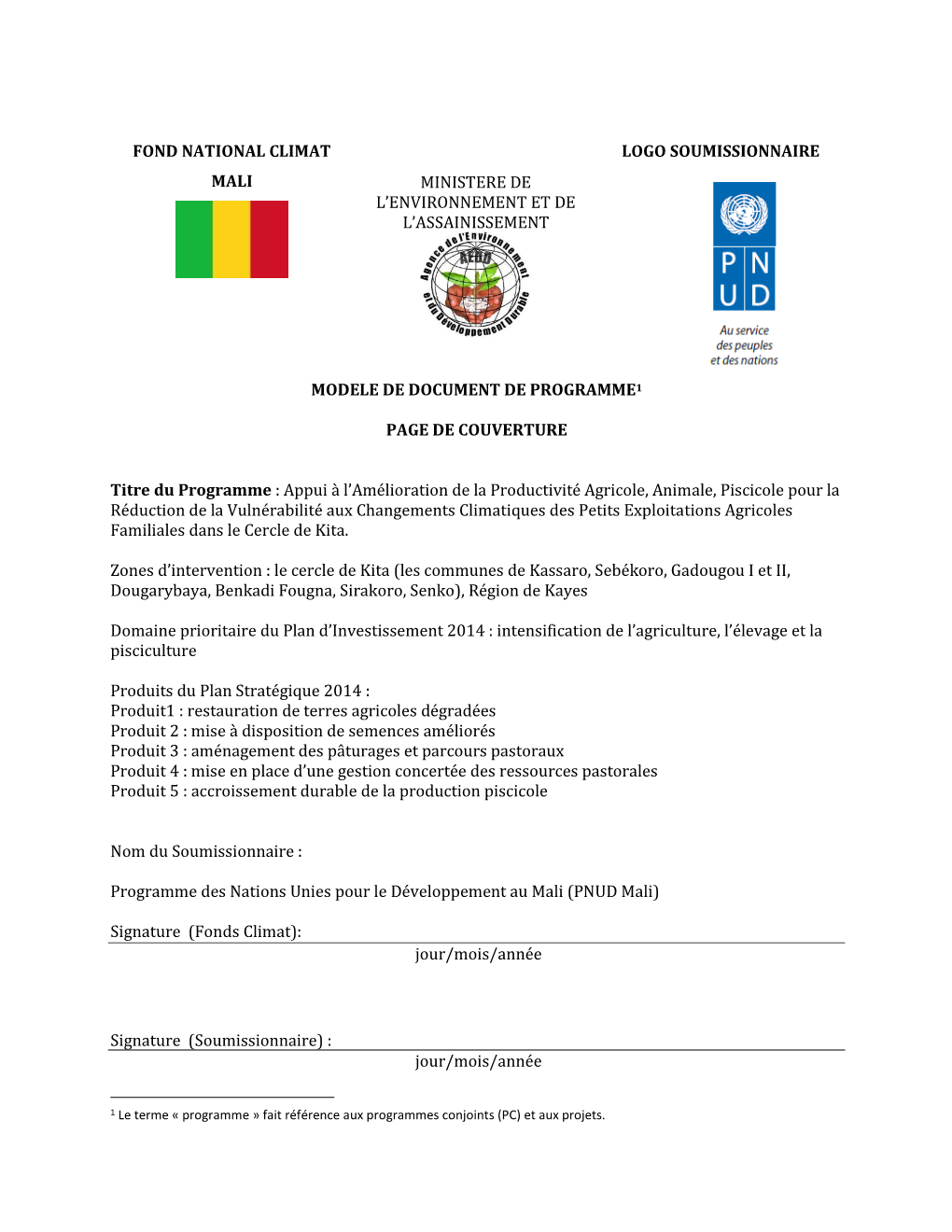 Fond National Climat Mali Ministere De L