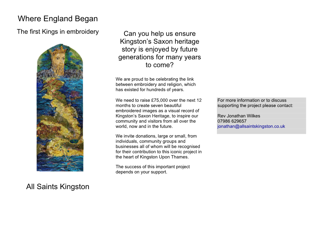 Saints Kingston Seven Saxons Embroidery Project