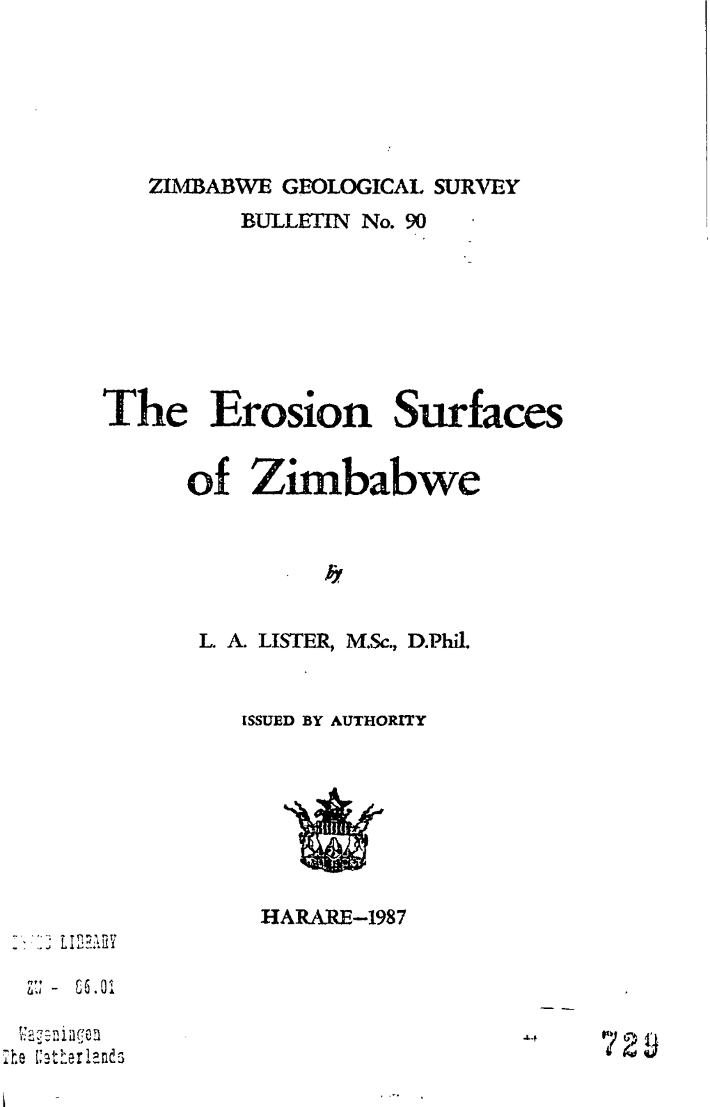 The Erosion Surfaces of Zimbabwe