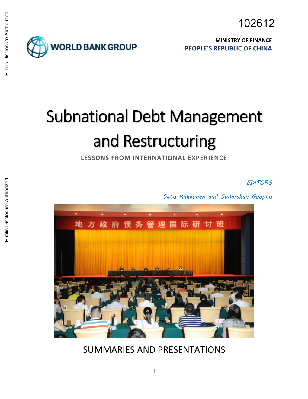 China's Subnational Debts: Problems and Suggestions