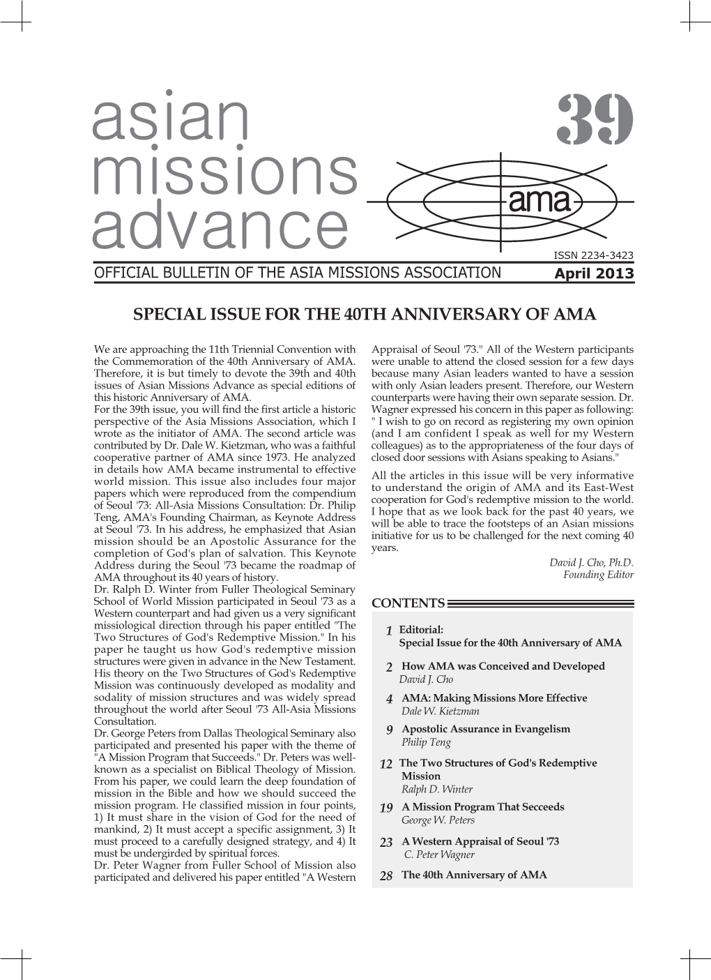 Asian Missions Advance As Special Editions of with Only Asian Leaders Present