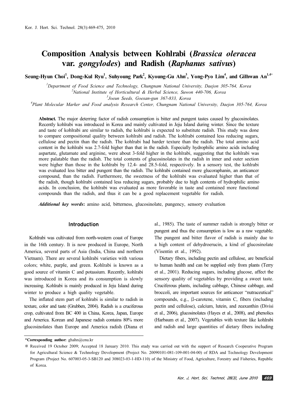 Composition Analysis Between Kohlrabi (Brassica Oleracea Var