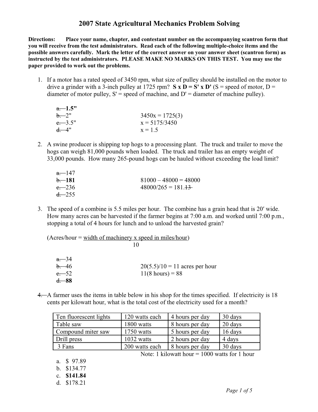 2006 State Agricultural Mechanics Written Examination