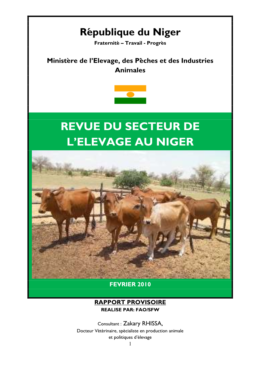 Revue Du Secteur De L'elevage Au Niger