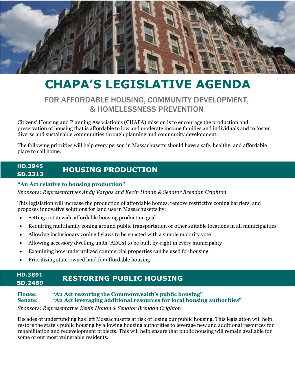 Chapa's Legislative Agenda