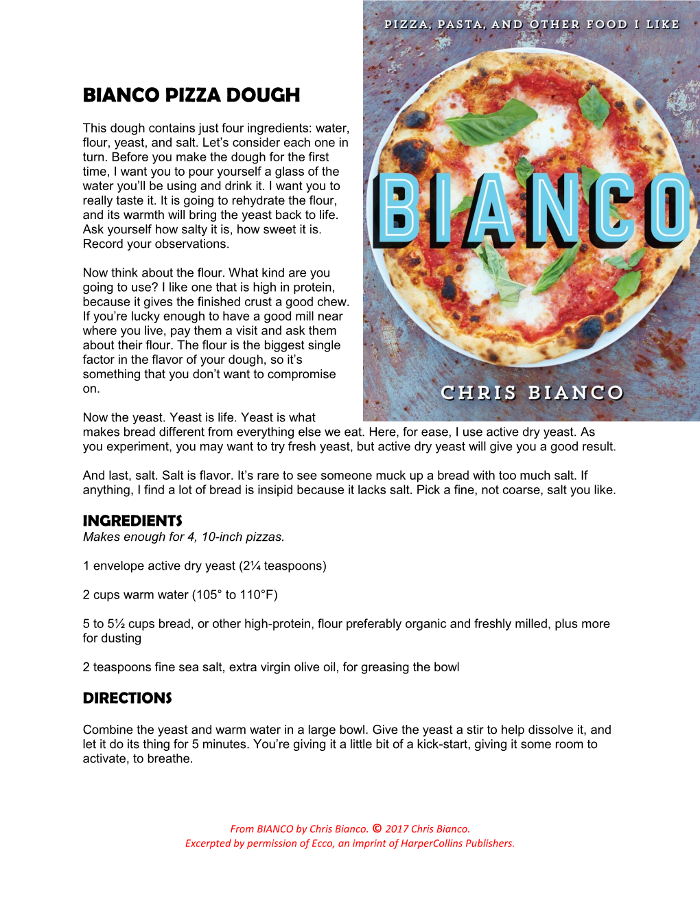 Bianco Pizza Dough