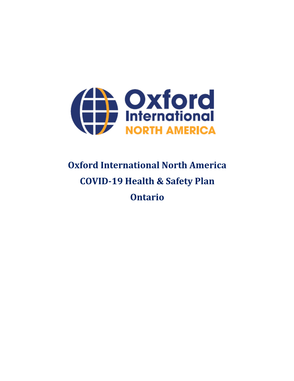 Oxford International North America COVID-19 Health & Safety Plan Ontario