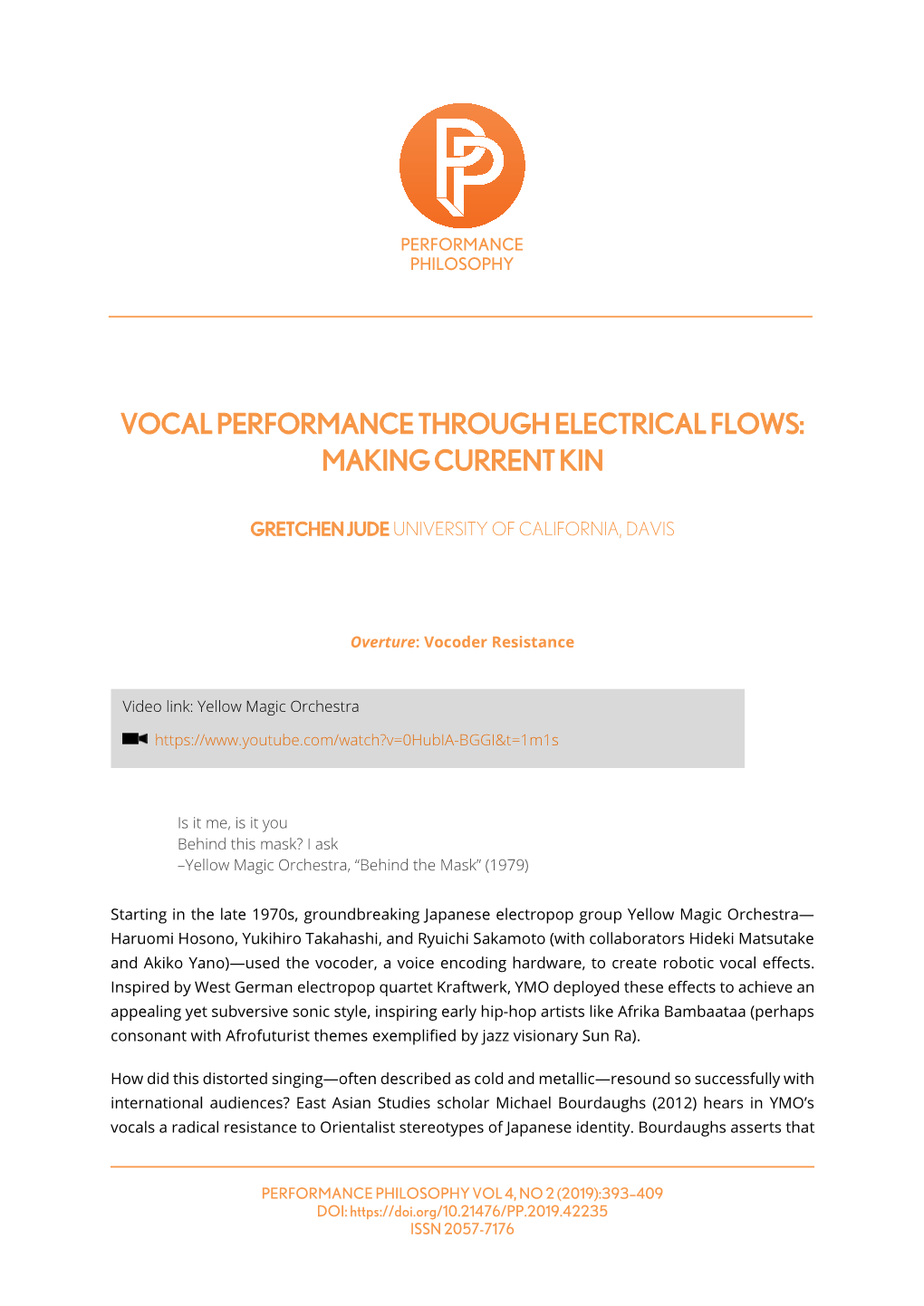 Vocal Performance Through Electrical Flows: Making Current Kin