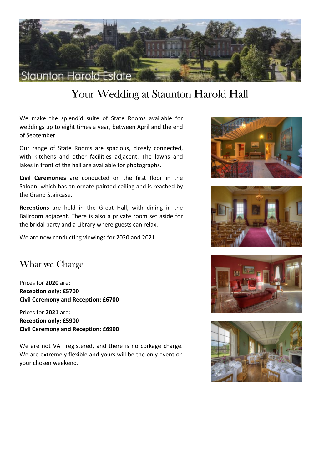 Your Wedding at Staunton Harold Hall