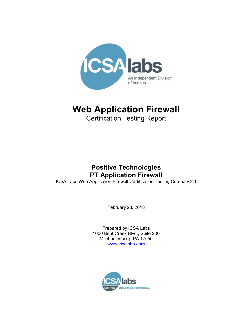 ICSA Labs Web Application Firewall Certification Testing Criteria V.2.1