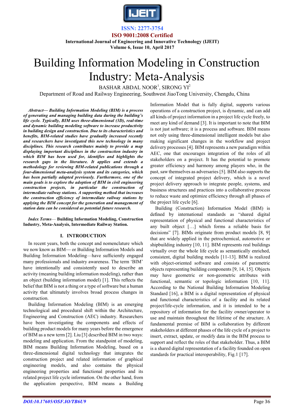 Building Information Modeling in Construction Industry: Meta-Analysis