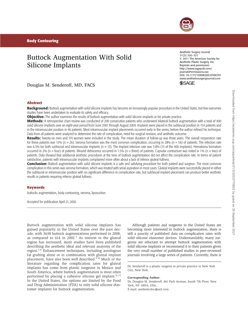 Buttock Augmentation with Solid Silicone Implants