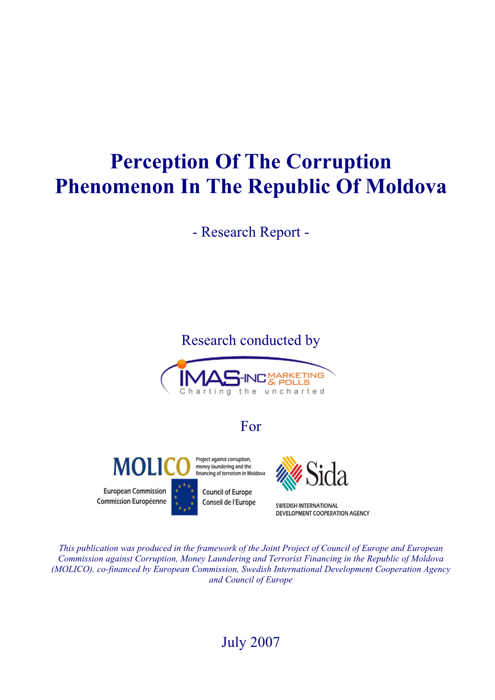 Perception of the Corruption Phenomenon in the Republic of Moldova