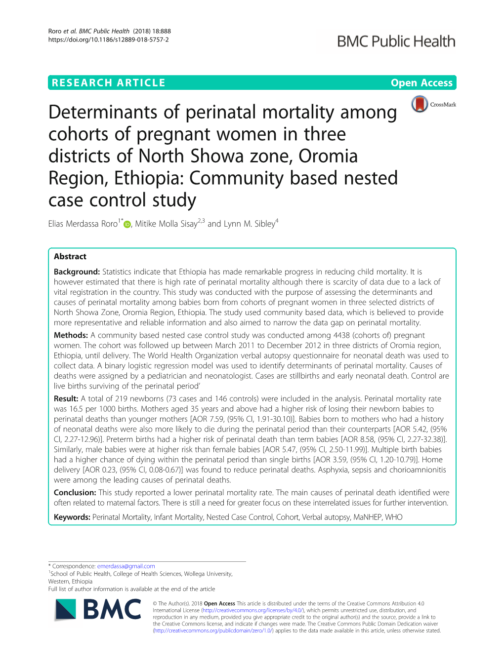 Determinants of Perinatal Mortality Among Cohorts of Pregnant Women