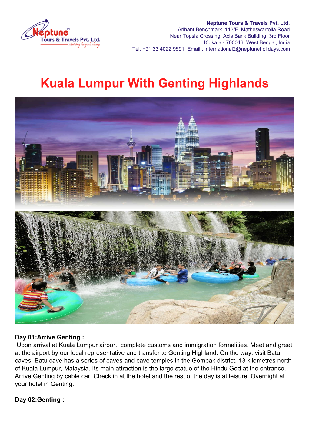 Kuala Lumpur with Genting Highlands