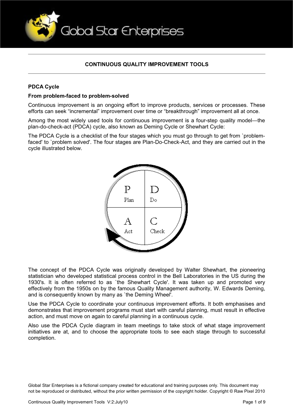 Continuous Quality Improvement Tools