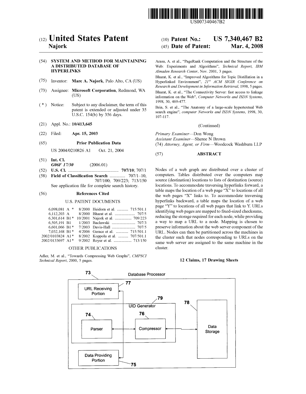 United States Patent (10) Patent No.: US 7,340,467 B2 Najork (45) Date of Patent: Mar