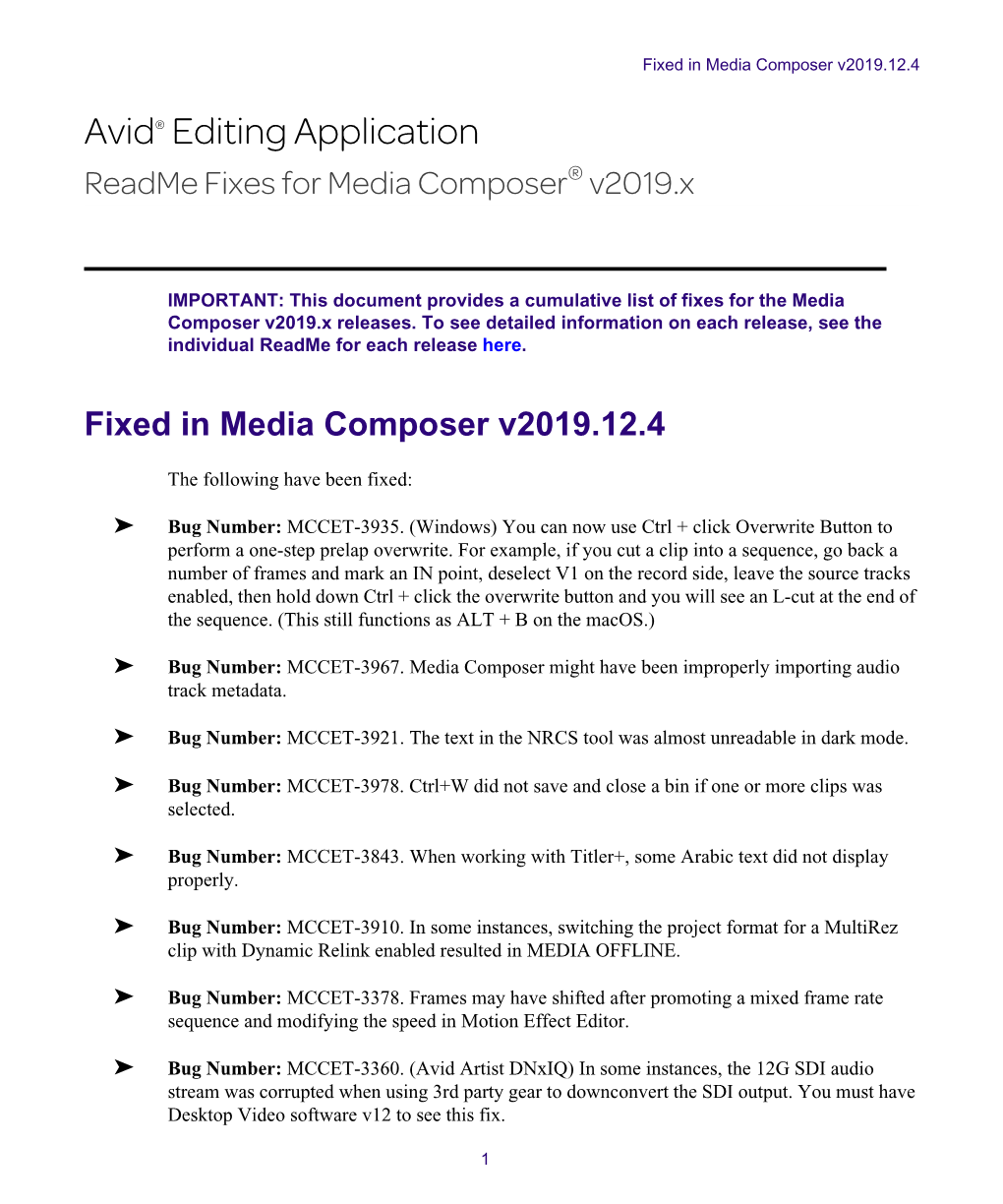 Media Composer V2019.X Fixes