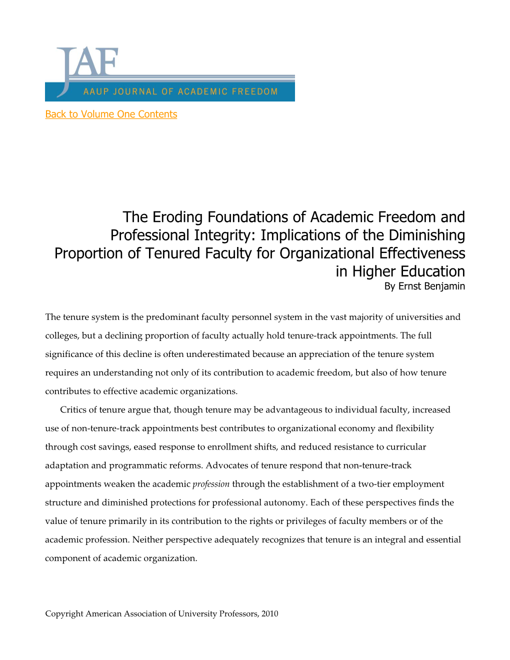 The Eroding Foundations of Academic Freedom and Professional Integrity