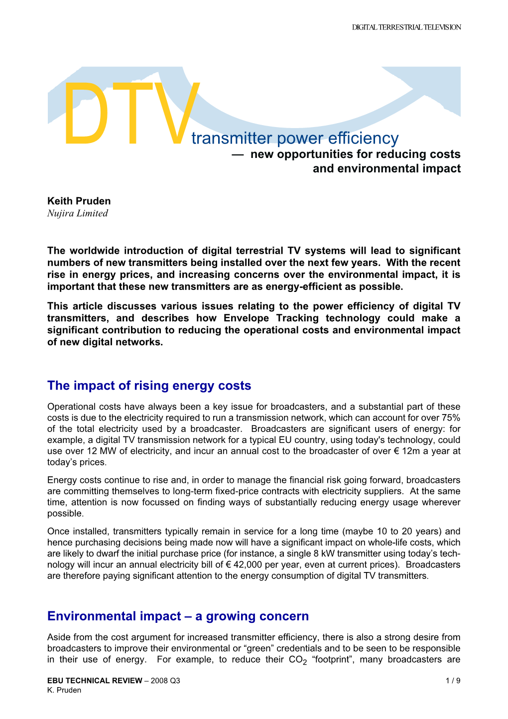 DTV Transmitter Power Efficiency