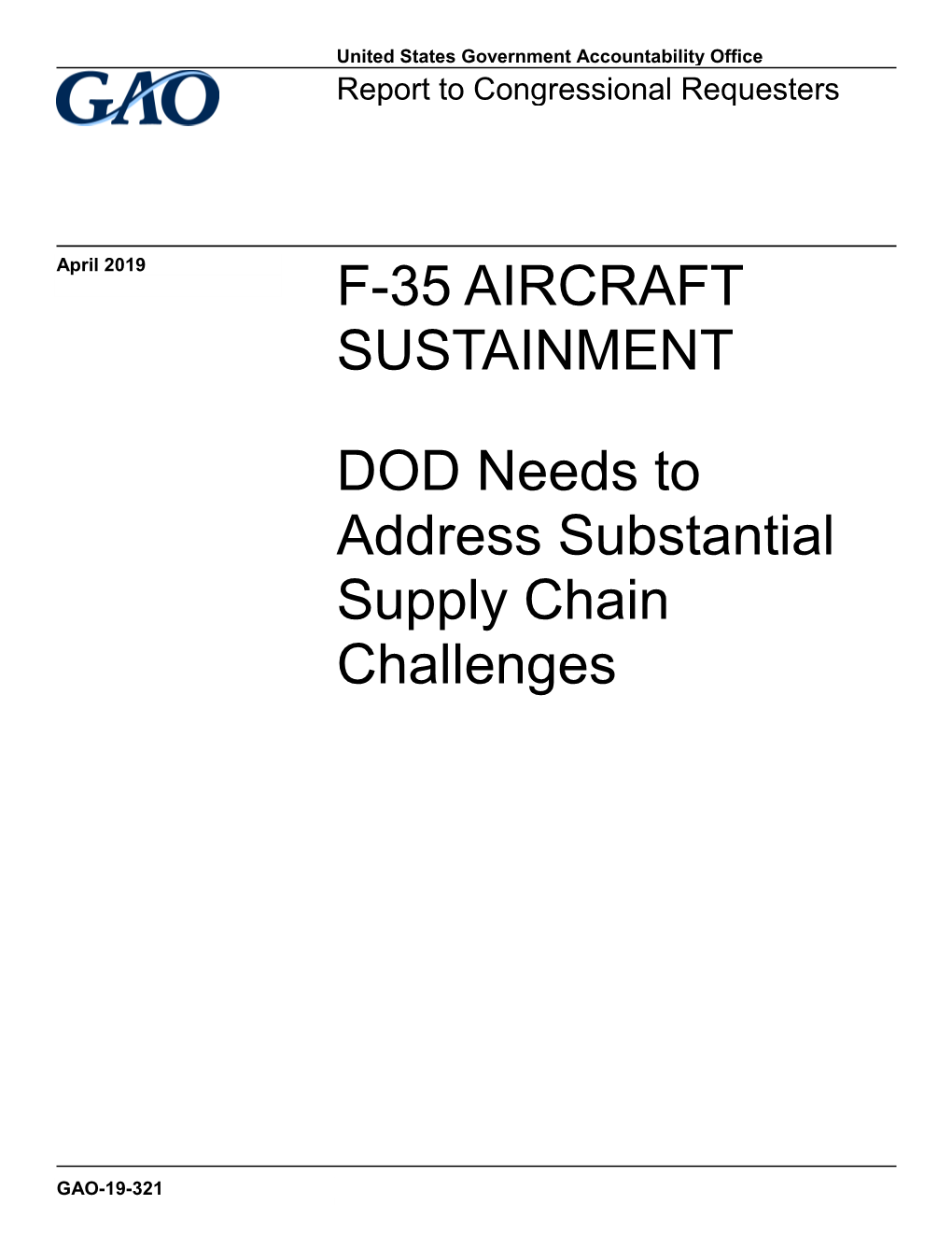 F-35 Aircraft Sustainment