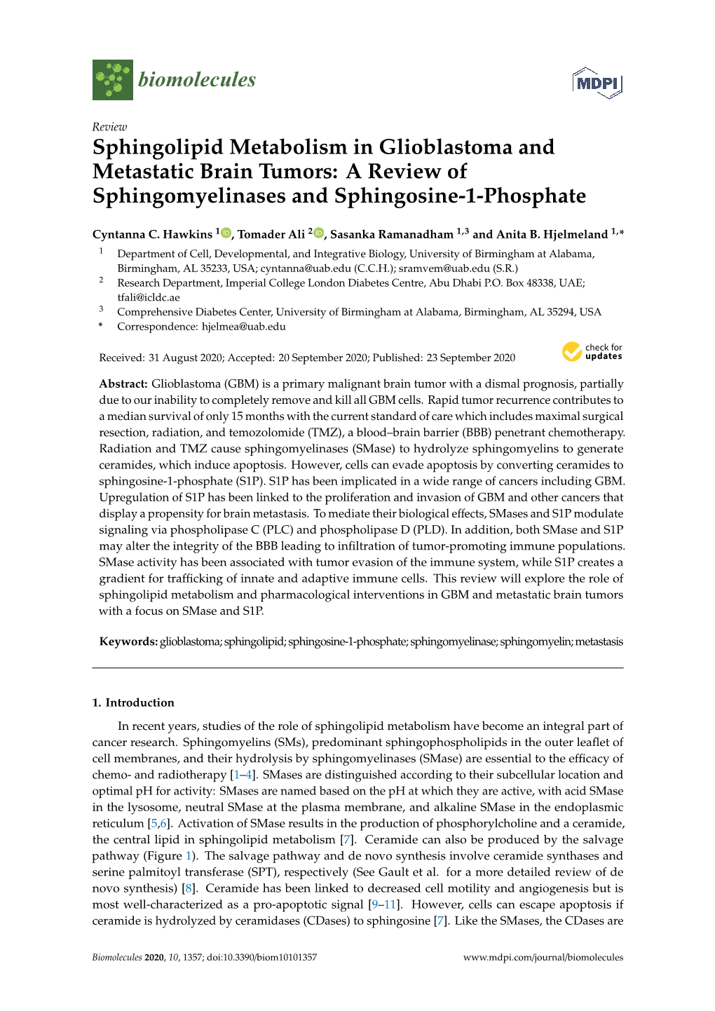 A Review of Sphingomyelinases and Sphingosine-1-Phosphate