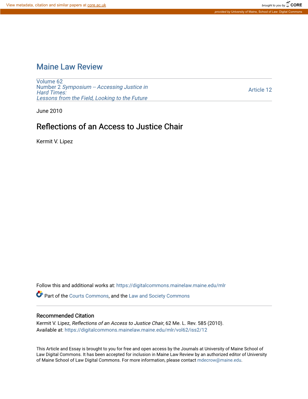 Reflections of an Access to Justice Chair