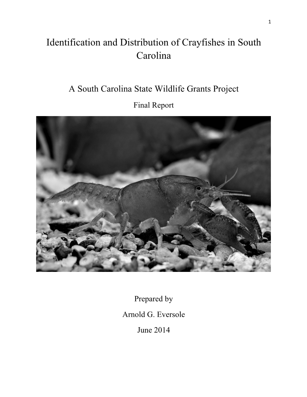 Identification and Distribution of Crayfishes in South Carolina