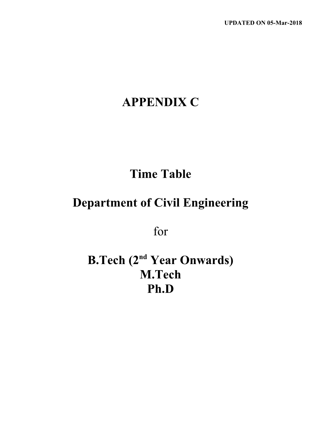 Course-Wise Core Time Table