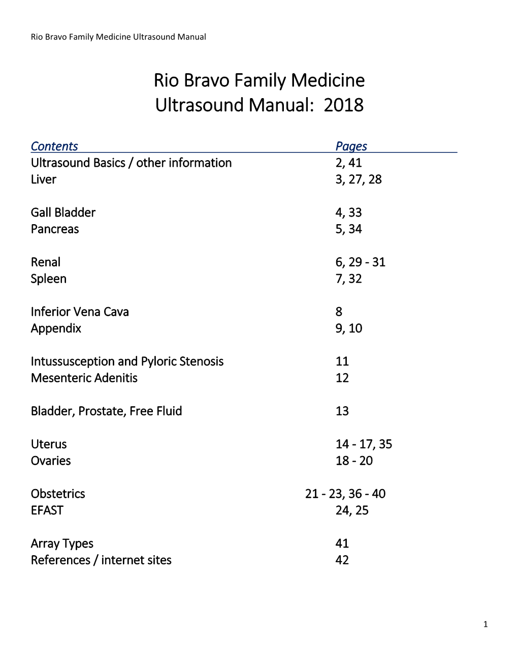 Rio Bravo Family Medicine Ultrasound Manual