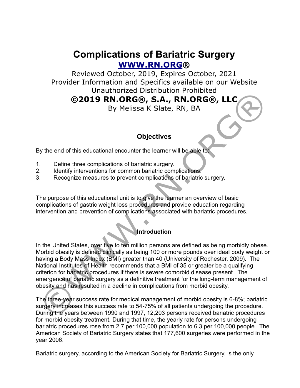 Complications of Bariatric Surgery