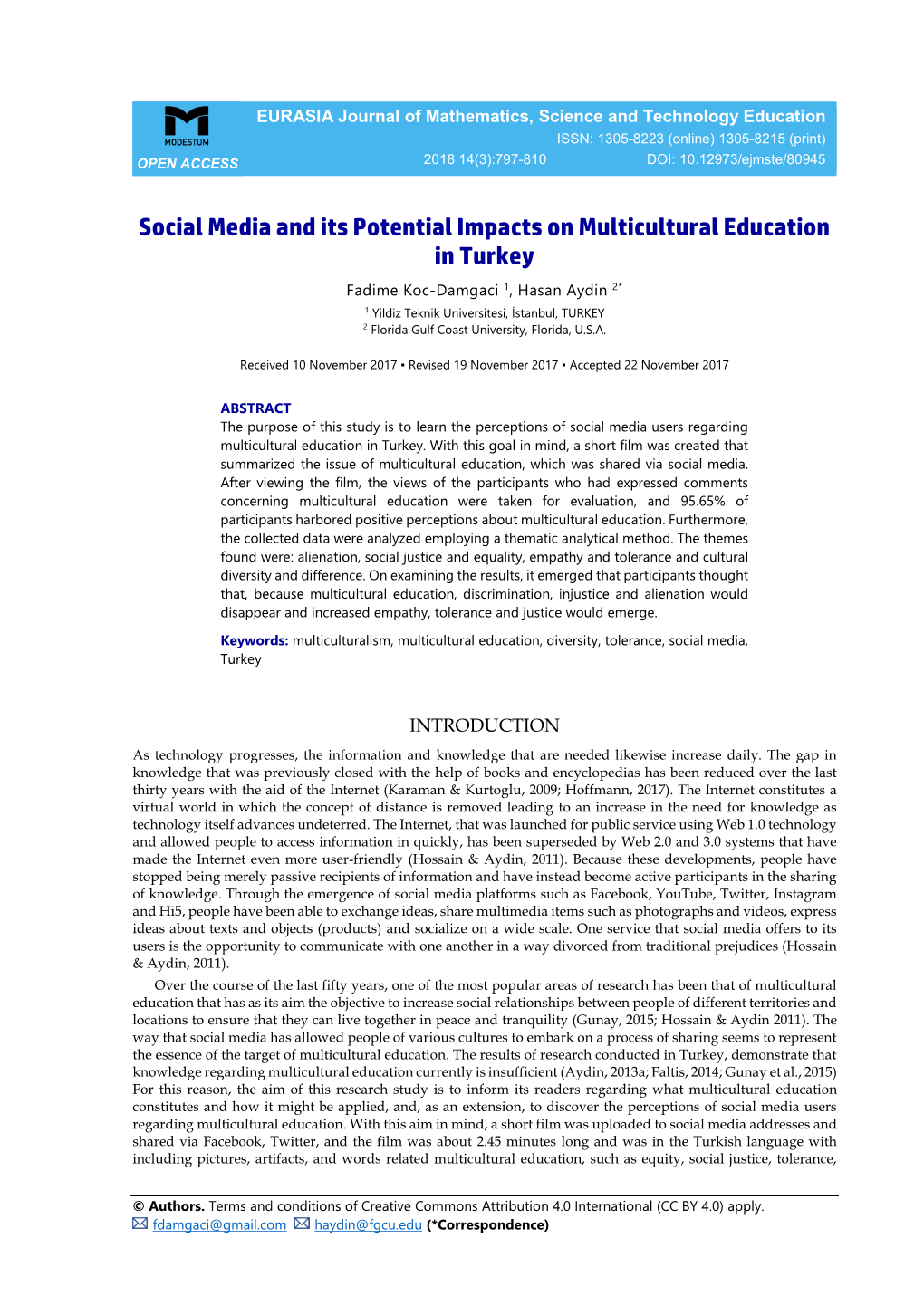 Social Media and Its Potential Impacts on Multicultural Education in Turkey