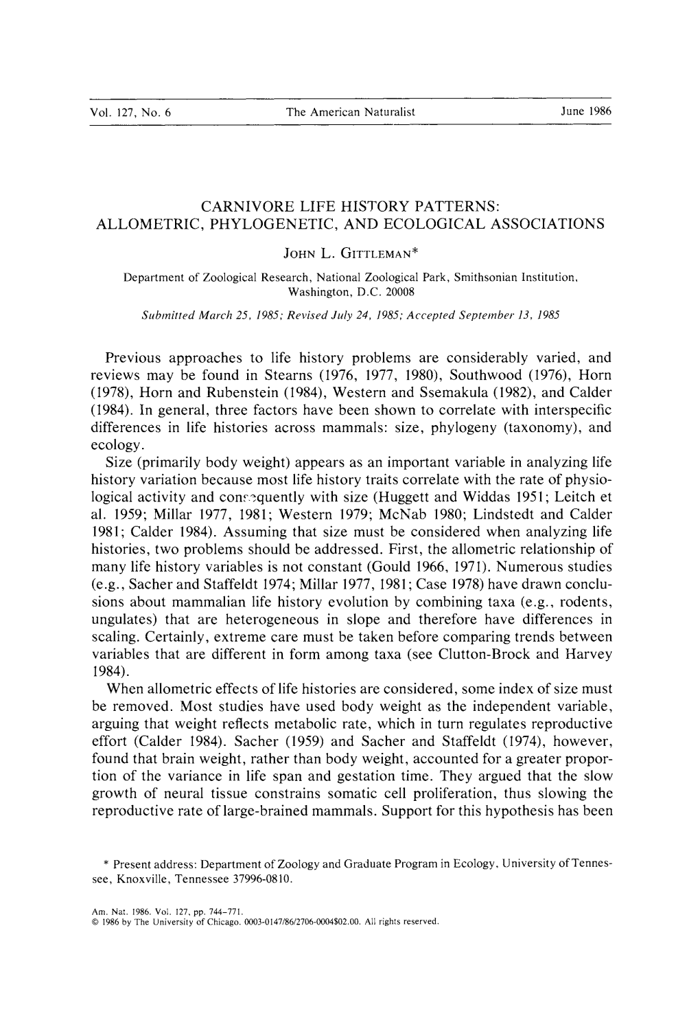 Allometric, Phylogenetic, and Ecological Associations