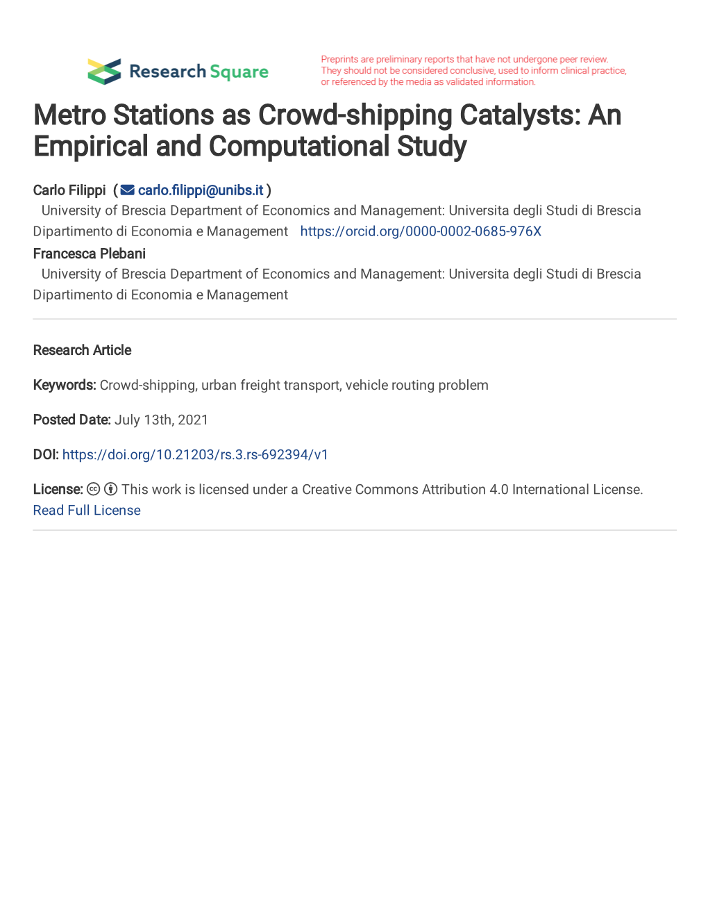 Metro Stations As Crowd-Shipping Catalysts: an Empirical and Computational Study